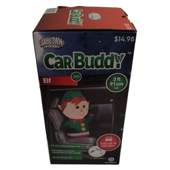 Gemmy - North Pole Elf Car Buddy Airblown 3 ft Inflatable (New) - Picture 3 of 6